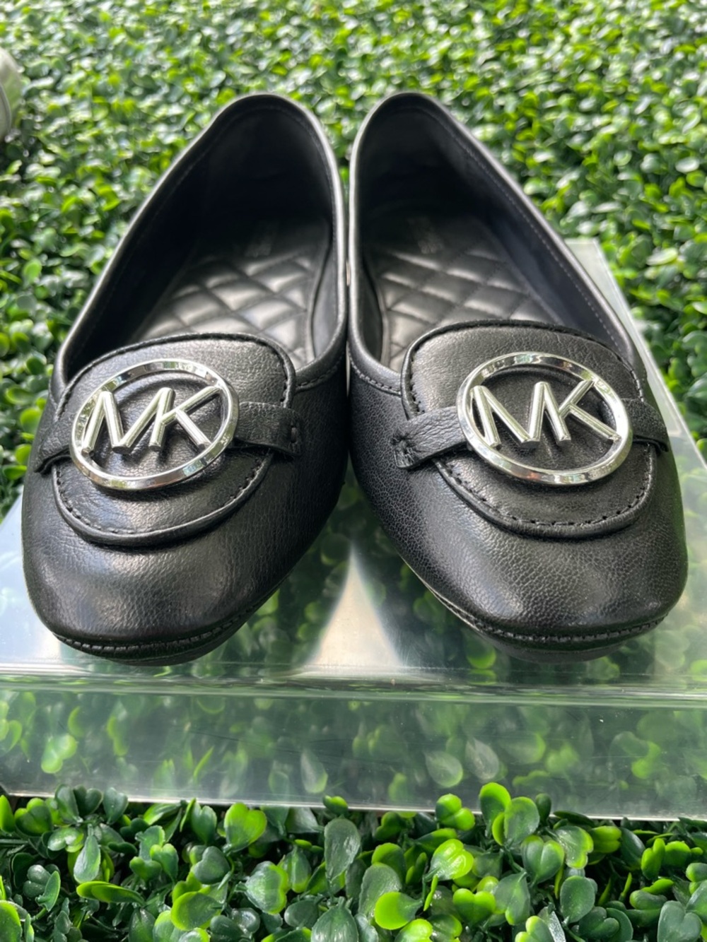 MICHAEL Michael Kors Black Quilted MK Logo Leather Flats - Picture 4 of 7